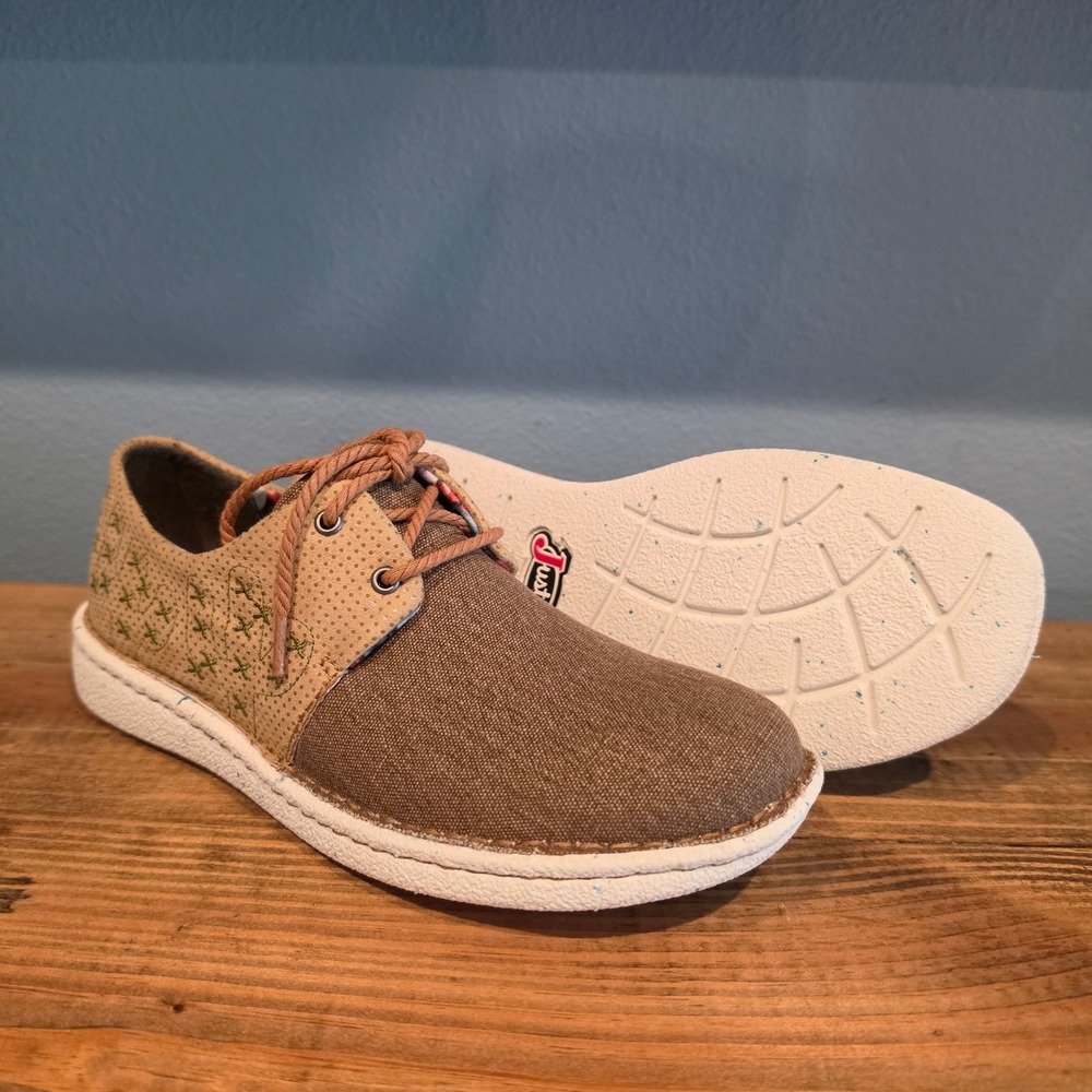Justin Womens Cac-Tie Casual Shoe Brown Tan Cactus Embroidery Size‎ 6